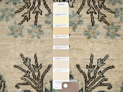 Tribal & Geometric hand-knotted wool runner in Ivory, 2'7" x 13'10" — SKU O01625 (view 4)