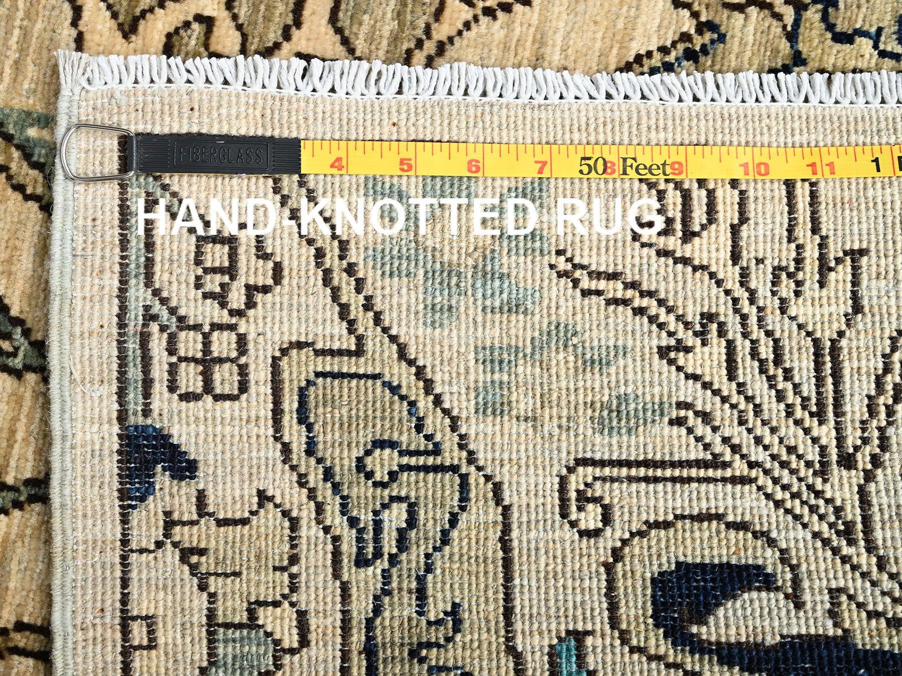 Tribal & Geometric hand-knotted wool runner in Ivory, 2'7" x 13'10" — SKU O01625 (view 7)