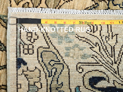Tribal & Geometric hand-knotted wool runner in Ivory, 2'7" x 13'10" — SKU O01625 (view 7)