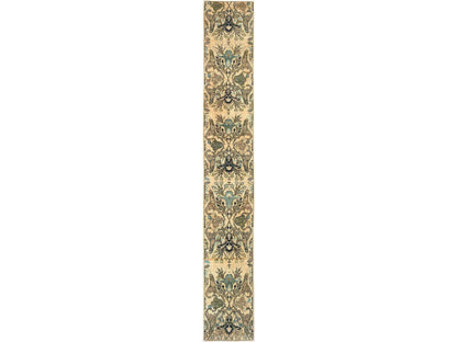 Tribal & Geometric hand-knotted wool runner in Ivory, 2'8" x 18'3" — SKU O01626