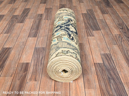 Tribal & Geometric hand-knotted wool runner in Ivory, 2'8" x 18'3" — SKU O01626 (view 5)