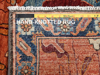 Orange 3'3" x 9'9" Tribal & Geometric Hand knotted Wool Rug - Sku: O01627