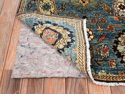 Blue 2'7" x 14'7" Tribal & Geometric Hand knotted Wool Rug - Sku: O01628