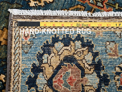 Blue 2'7" x 14'7" Tribal & Geometric Hand knotted Wool Rug - Sku: O01628
