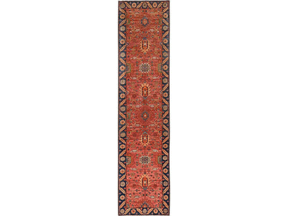 Orange 2'11" x 13'3" Tribal & Geometric Hand knotted Wool Rug - Sku: O01629