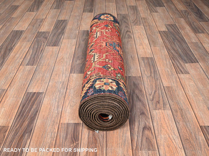 Orange 2'11" x 13'3" Tribal & Geometric Hand knotted Wool Rug - Sku: O01629