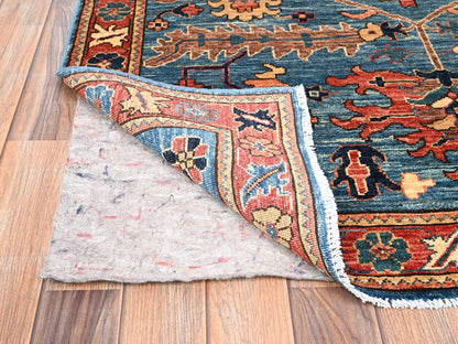 Blue 4'1" x 9'7" Tribal & Geometric Hand knotted Wool Rug - Sku: O01634