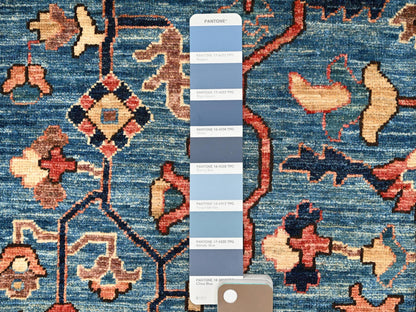 Blue 4'1" x 9'7" Tribal & Geometric Hand knotted Wool Rug - Sku: O01634