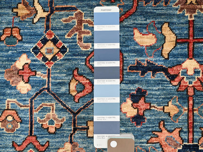Blue 4'2" x 9'7" Tribal & Geometric Hand knotted Wool Rug - Sku: O01635