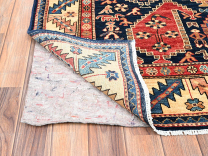 Blue 4'2" x 17'9" Tribal & Geometric Hand knotted Wool Rug - Sku: O01636