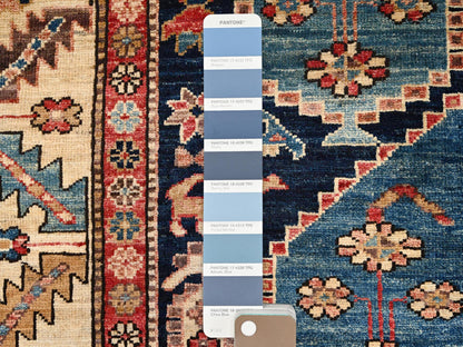 Blue 4'2" x 17'9" Tribal & Geometric Hand knotted Wool Rug - Sku: O01636