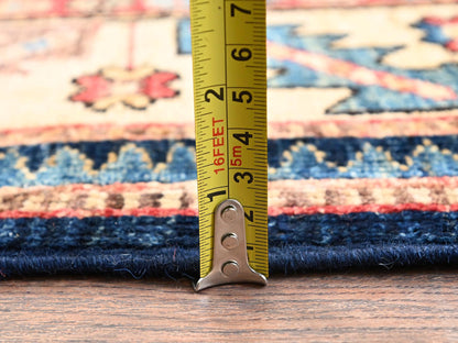 Blue 4'2" x 17'9" Tribal & Geometric Hand knotted Wool Rug - Sku: O01636