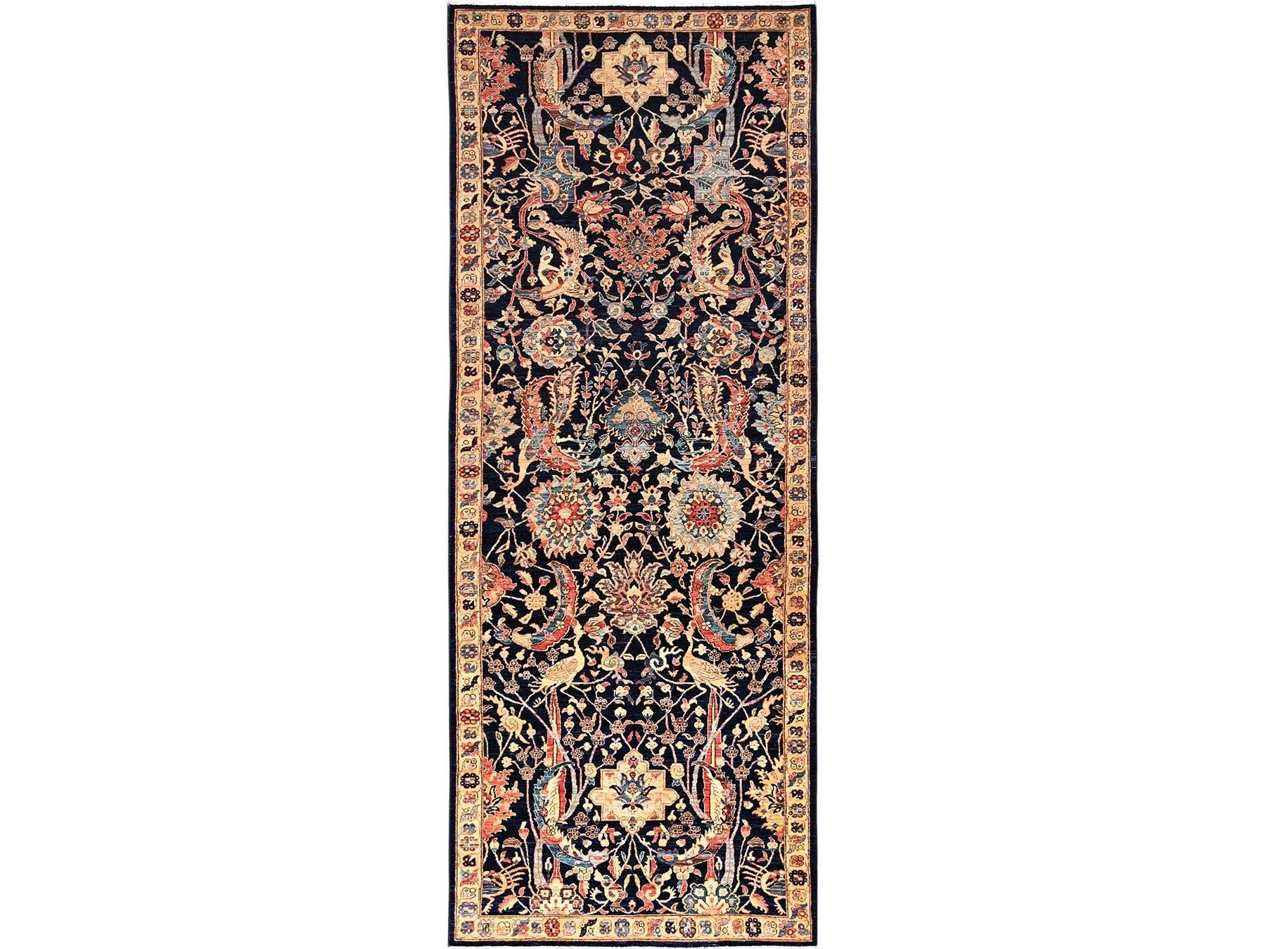 Blue 5'1" x 14'6" Tribal & Geometric Hand knotted Wool Rug - Sku: O01637