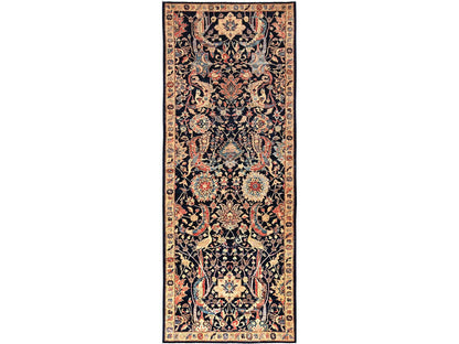 Blue 5'1" x 14'6" Tribal & Geometric Hand knotted Wool Rug - Sku: O01637