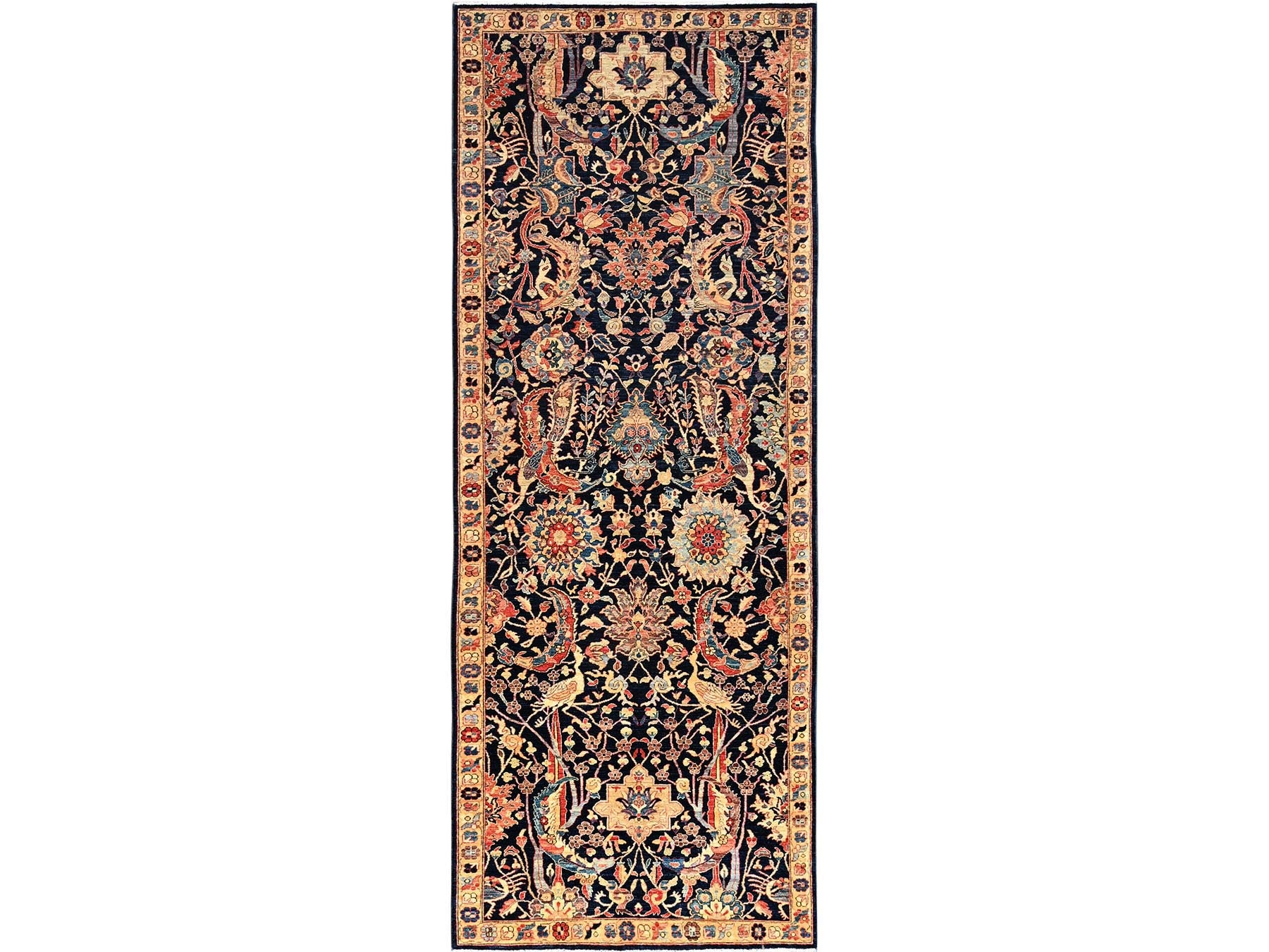 Blue 4'11" x 14'0" Tribal & Geometric Hand knotted Wool Rug - Sku: O01638