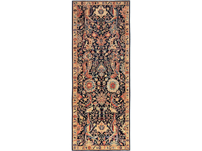 Blue 4'11" x 14'0" Tribal & Geometric Hand knotted Wool Rug - Sku: O01638