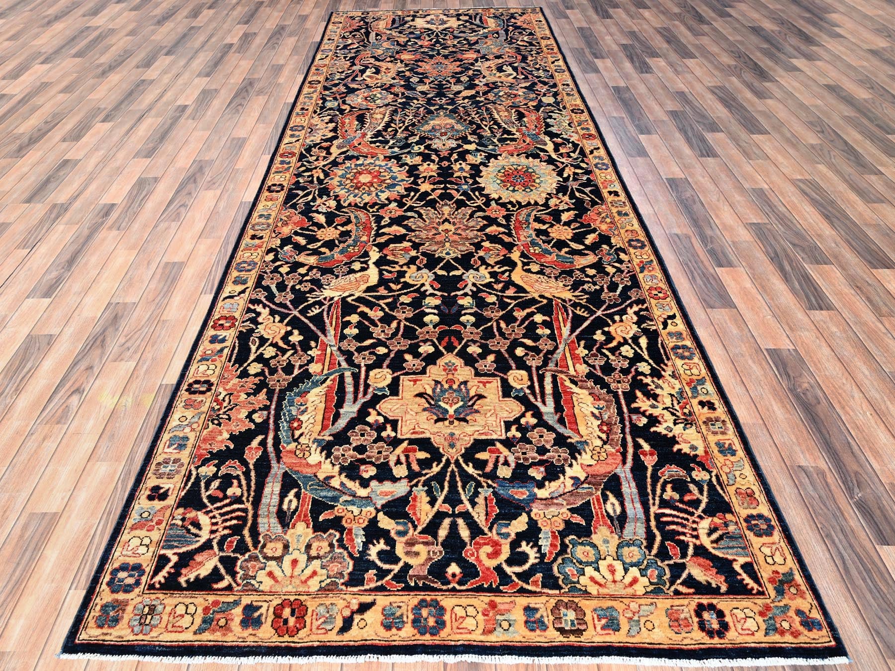 Blue 4'11" x 14'0" Tribal & Geometric Hand knotted Wool Rug - Sku: O01638
