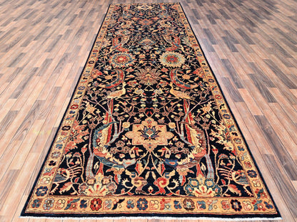Blue 4'11" x 14'0" Tribal & Geometric Hand knotted Wool Rug - Sku: O01638