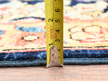 Blue 4'11" x 14'0" Tribal & Geometric Hand knotted Wool Rug - Sku: O01638