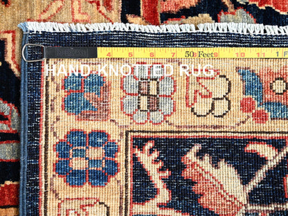 Blue 4'11" x 14'0" Tribal & Geometric Hand knotted Wool Rug - Sku: O01638