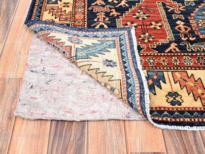 Blue 3'10" x 13'2" Tribal & Geometric Hand knotted Wool Rug - Sku: O01641