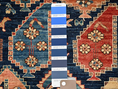 Blue 3'10" x 13'2" Tribal & Geometric Hand knotted Wool Rug - Sku: O01641