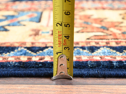 Blue 3'10" x 13'2" Tribal & Geometric Hand knotted Wool Rug - Sku: O01641