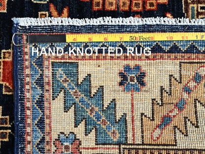Blue 3'10" x 13'2" Tribal & Geometric Hand knotted Wool Rug - Sku: O01641