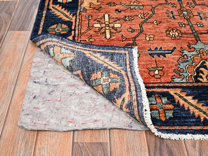 Heriz Tribal & Geometric hand-knotted wool runner in Red & Midnight Blue, 4' x 9'3" — SKU O01642 (view 3)