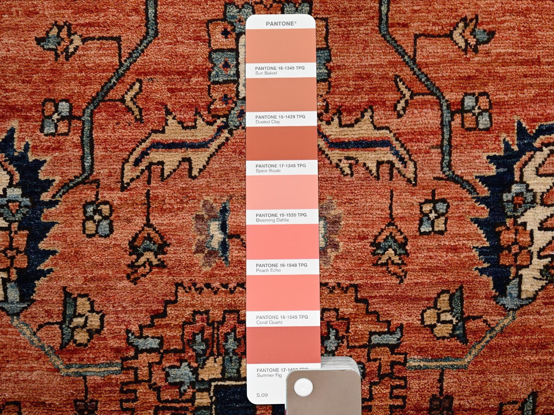 Heriz Tribal & Geometric hand-knotted wool runner in Red & Midnight Blue, 4' x 9'3" — SKU O01642 (view 4)