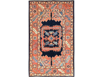 Orange 4'1" x 6'9" Heriz Hand knotted Wool Rug - Sku: O01644