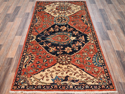 Heriz Heriz hand-knotted wool runner in Orange & Navy Blue, 3' x 5'10" — SKU O01663 (view 2)