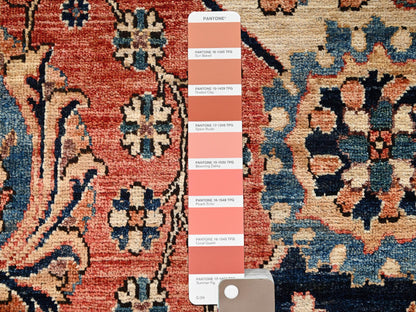 Heriz Heriz hand-knotted wool runner in Orange & Navy Blue, 3' x 5'10" — SKU O01663 (view 4)