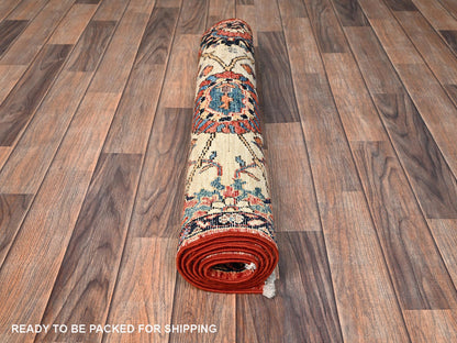 Heriz Heriz hand-knotted wool runner in Orange & Navy Blue, 3' x 5'10" — SKU O01663 (view 5)