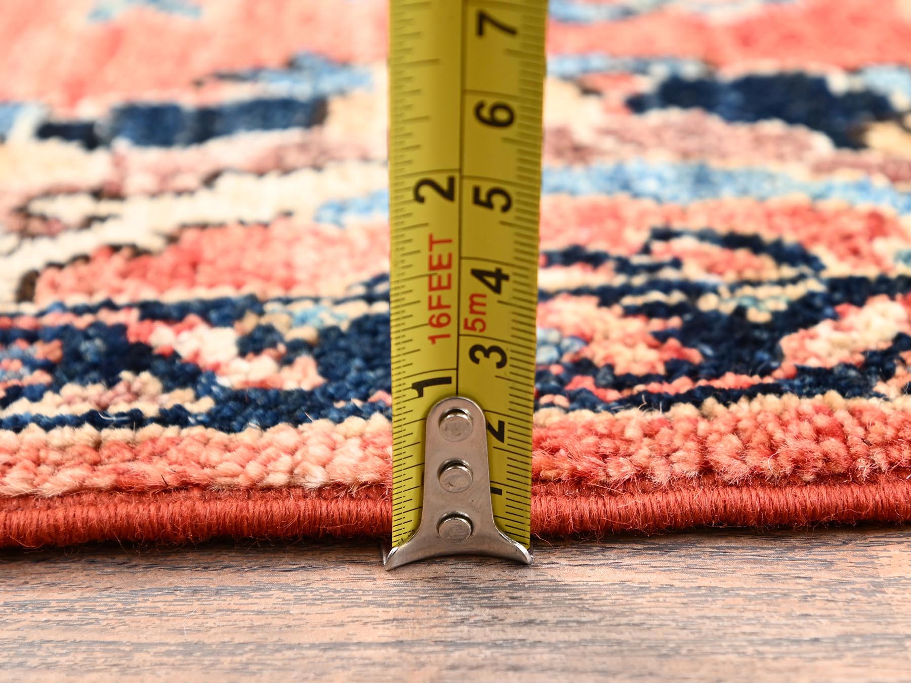 Heriz Heriz hand-knotted wool runner in Orange & Navy Blue, 3' x 5'10" — SKU O01663 (view 6)