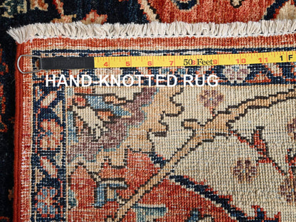 Heriz Heriz hand-knotted wool runner in Orange & Navy Blue, 3' x 5'10" — SKU O01663 (view 7)