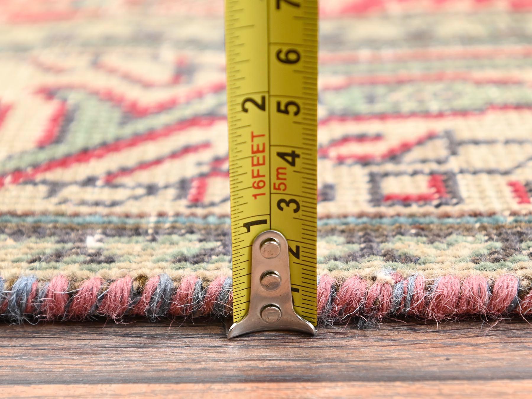 Tabriz Vintage hand-knotted wool runner in Red & Beige, 2'11" x 12'8" — SKU O01667 (view 6)