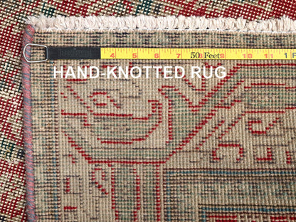 Red 2'11" x 12'8" Vintage Hand knotted Wool Rug - Sku: O01667