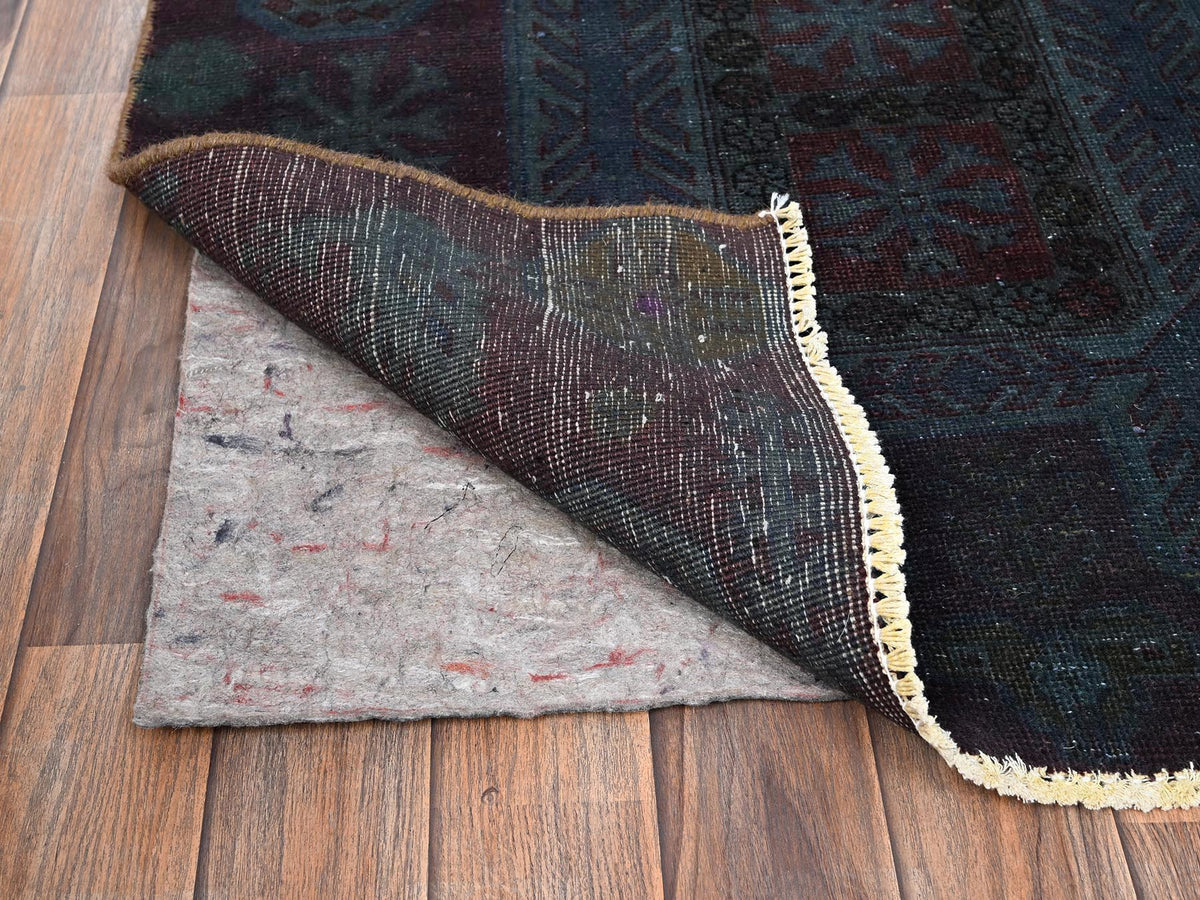 Vintage hand-knotted wool runner in Overdyed, 3'2" x 8'6" — SKU O01668 (view 3)