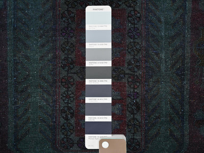 Overdyed 3'2" x 8'6" Vintage Hand knotted Wool Rug - Sku: O01668