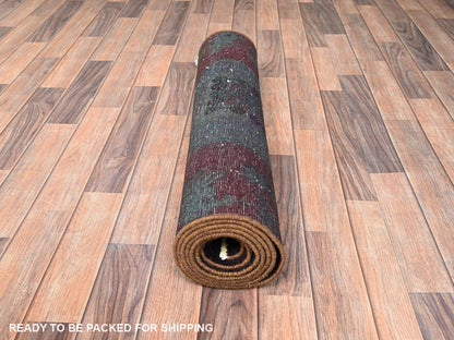 Overdyed 3'2" x 8'6" Vintage Hand knotted Wool Rug - Sku: O01668
