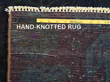 Overdyed 3'2" x 8'6" Vintage Hand knotted Wool Rug - Sku: O01668