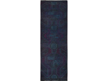 Overdyed 2'9" x 8'6" Vintage Hand knotted Wool Rug - Sku: O01669