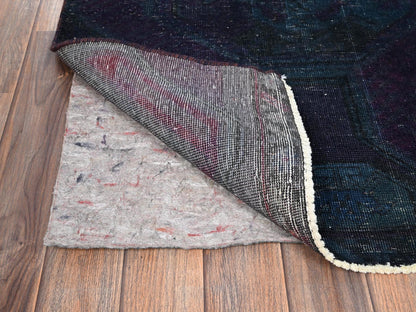 Overdyed 2'9" x 8'6" Vintage Hand knotted Wool Rug - Sku: O01669