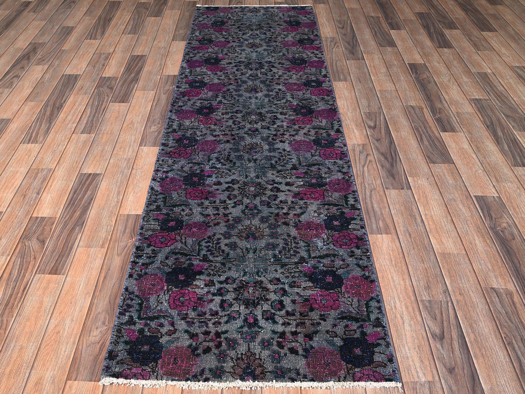 Vintage hand-knotted wool runner in Overdyed, 2'5" x 8' — SKU O01670 (view 2)