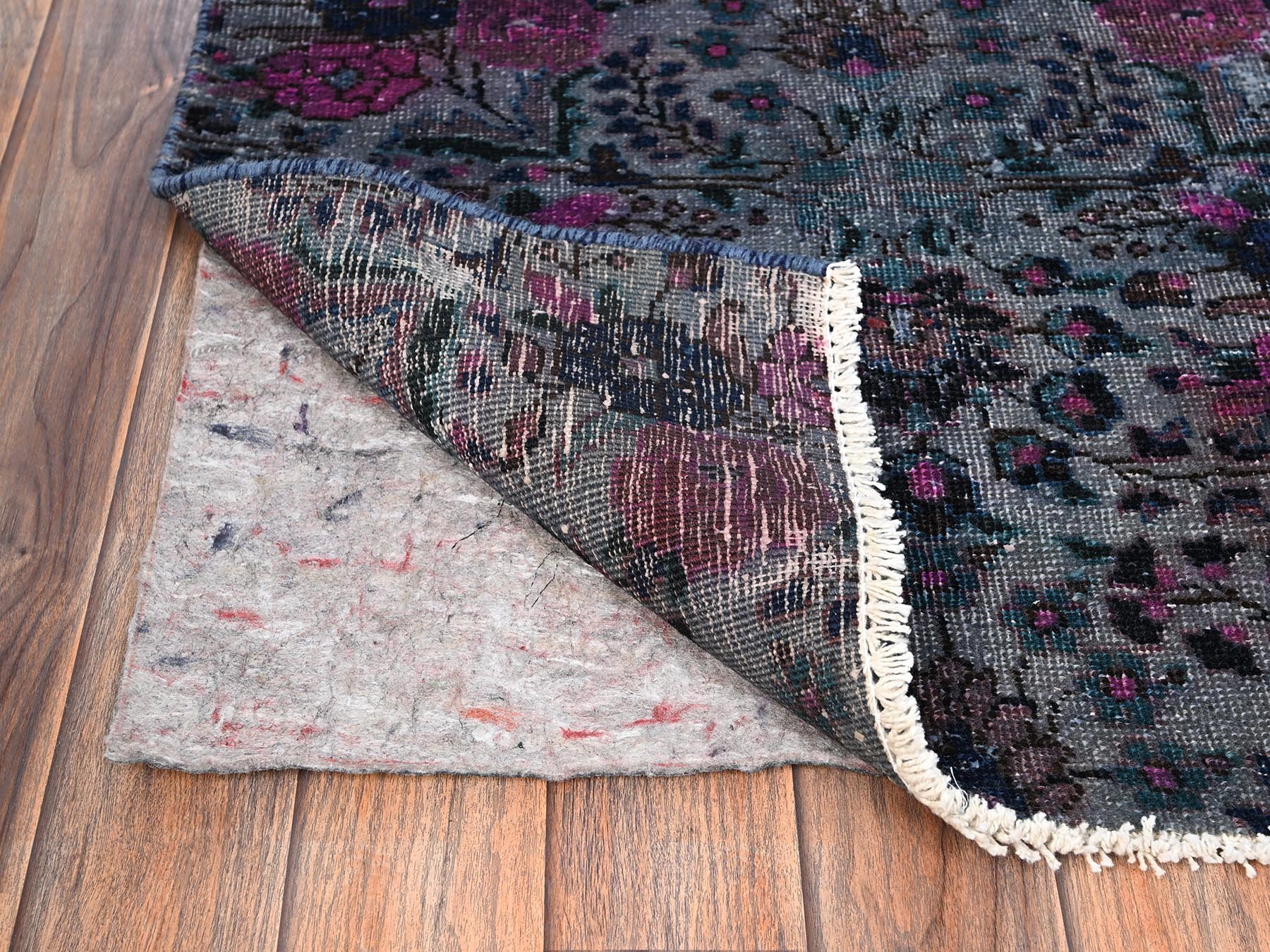 Vintage hand-knotted wool runner in Overdyed, 2'5" x 8' — SKU O01670 (view 3)