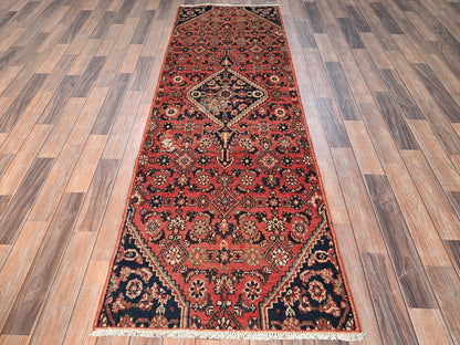 Vintage hand-knotted wool runner in Red, 2'6" x 8' — SKU O01673 (view 2)