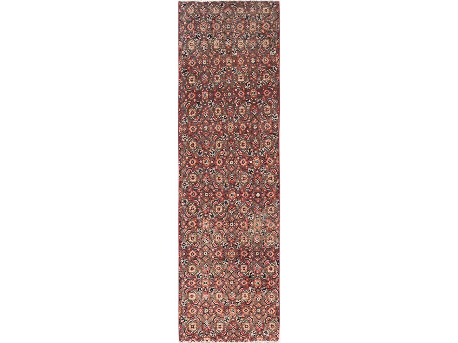 Brown 2'3" x 8'3" Vintage Hand knotted Wool Rug - Sku: O01674