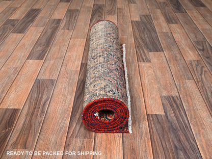 Brown 2'3" x 8'3" Vintage Hand knotted Wool Rug - Sku: O01674