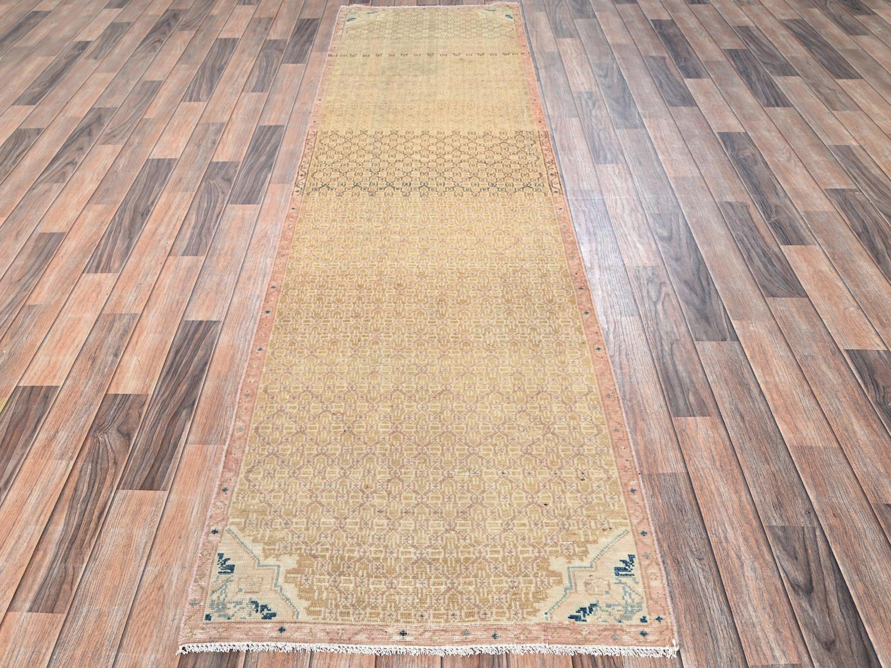 Brown 2'5" x 9'3" Vintage Hand knotted Wool Rug - Sku: O01679